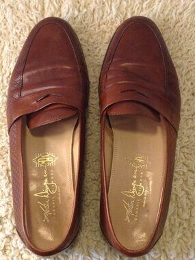 Martin Dingman Bologna Italian Classic Diamond "12" Leather Loafers Collegiate